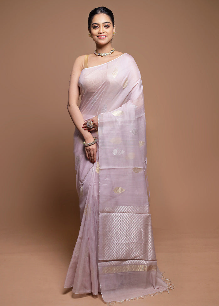 Purple Handloom Tussar Pure Silk Saree With Blouse Piece