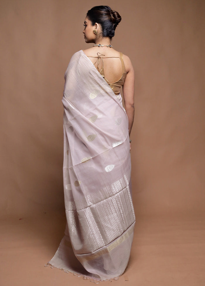Purple Handloom Tussar Pure Silk Saree With Blouse Piece