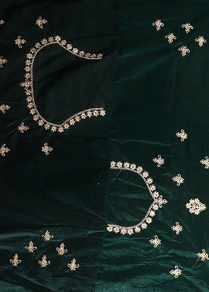 Green Blended Silk Dupatta Lehenga Set