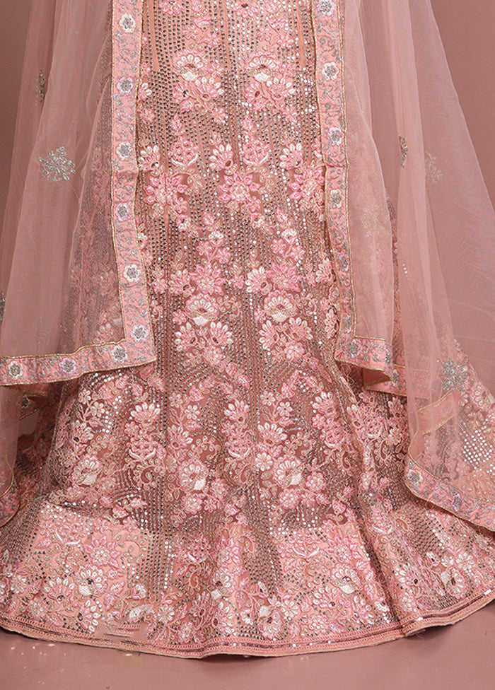 Pink Blended Silk Dupatta Lehenga Set