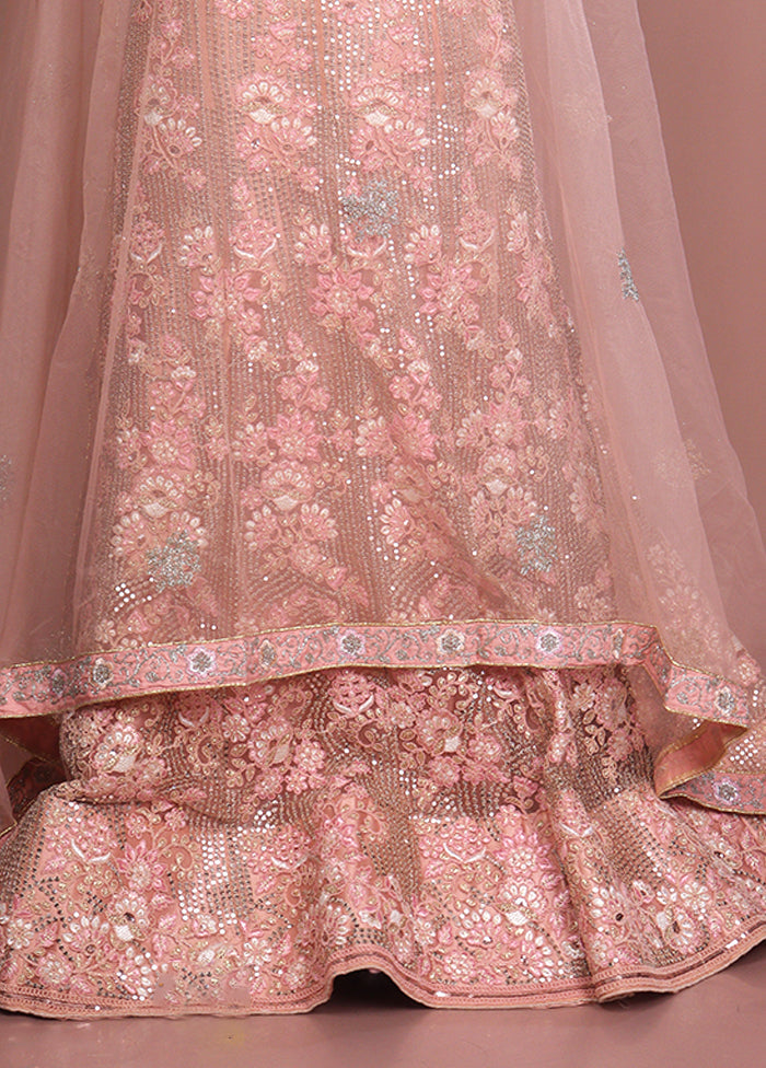 Pink Blended Silk Dupatta Lehenga Set