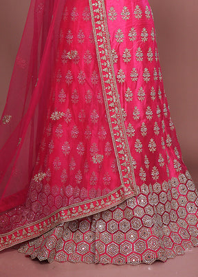 Pink Blended Silk Dupatta Lehenga Set