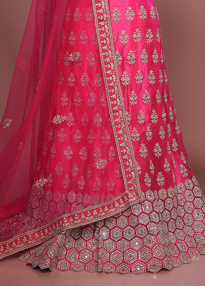 Pink Blended Silk Dupatta Lehenga Set