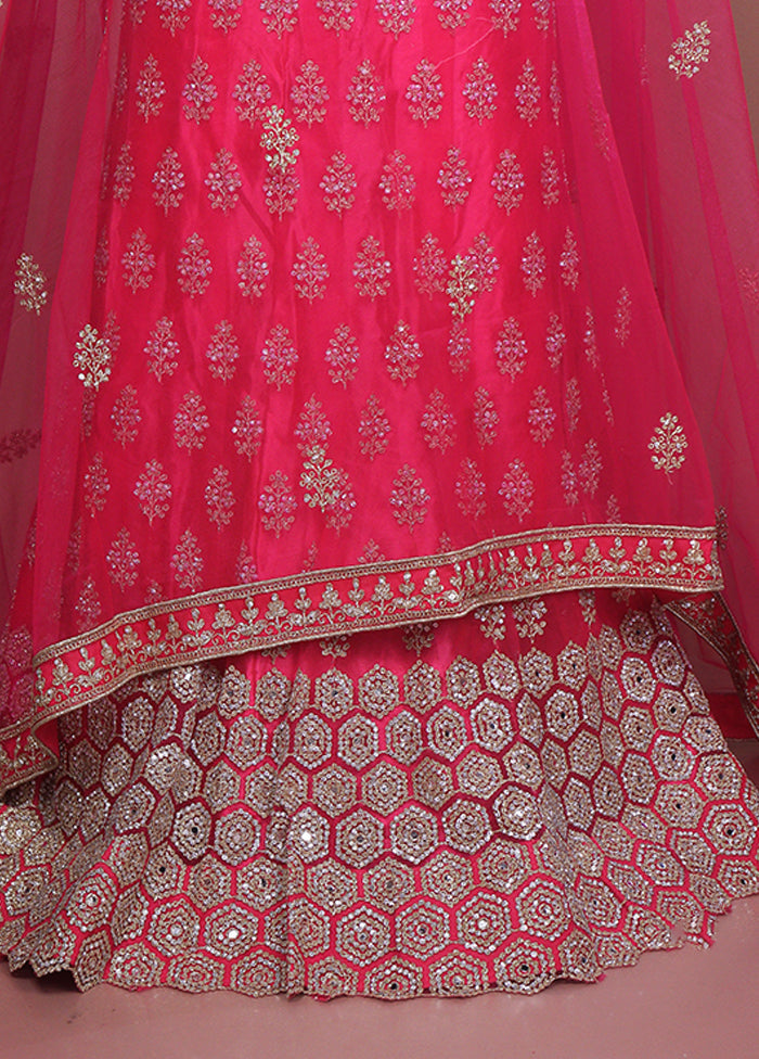 Pink Blended Silk Dupatta Lehenga Set
