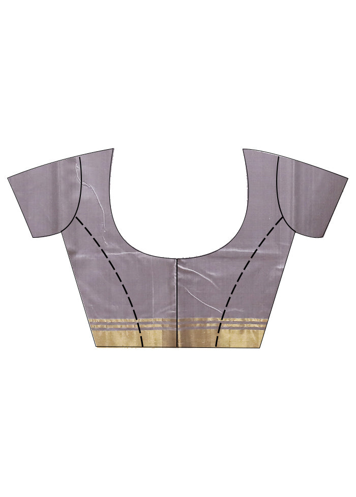 Grey Chanderi Pure Cotton Saree With Blouse Piece