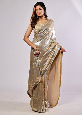 Gold Georgette Saree With Blouse Piece