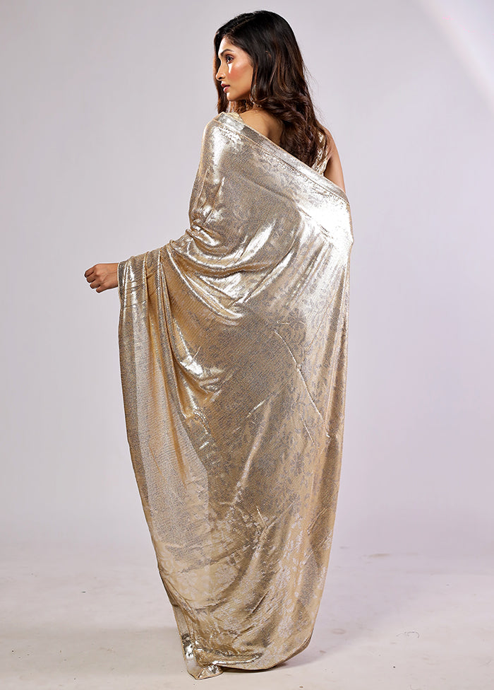 Gold Georgette Saree With Blouse Piece