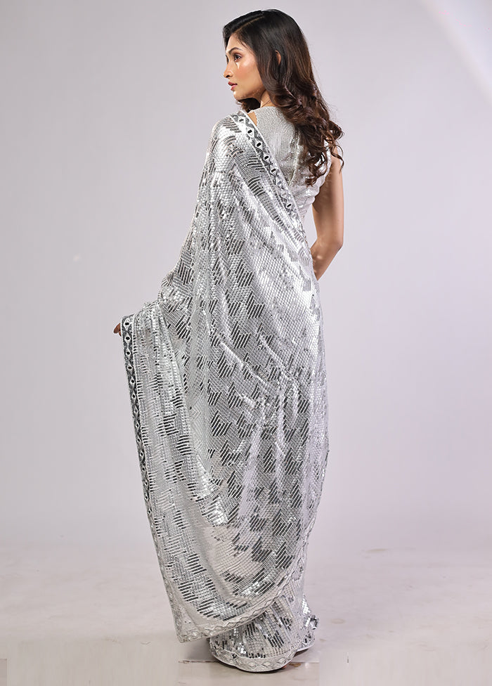 Gold Handloom Pure Georgette Saree With Blouse Piece