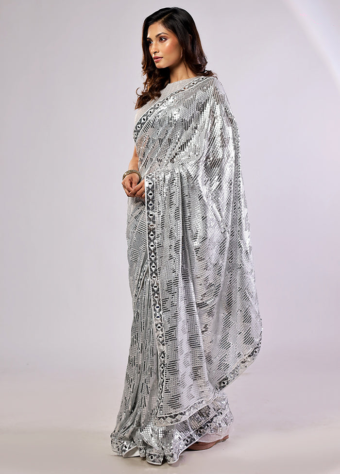 Gold Handloom Pure Georgette Saree With Blouse Piece