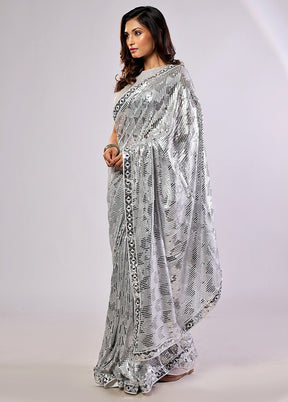 Gold Handloom Pure Georgette Saree With Blouse Piece