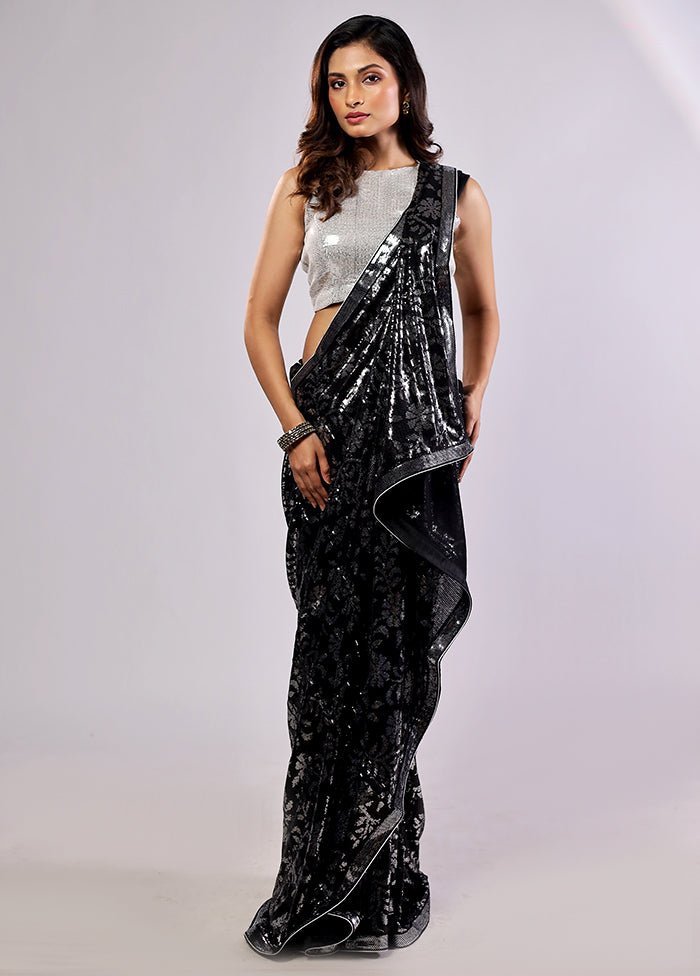 Black Georgette Saree With Blouse Piece