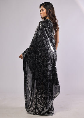 Black Georgette Saree With Blouse Piece