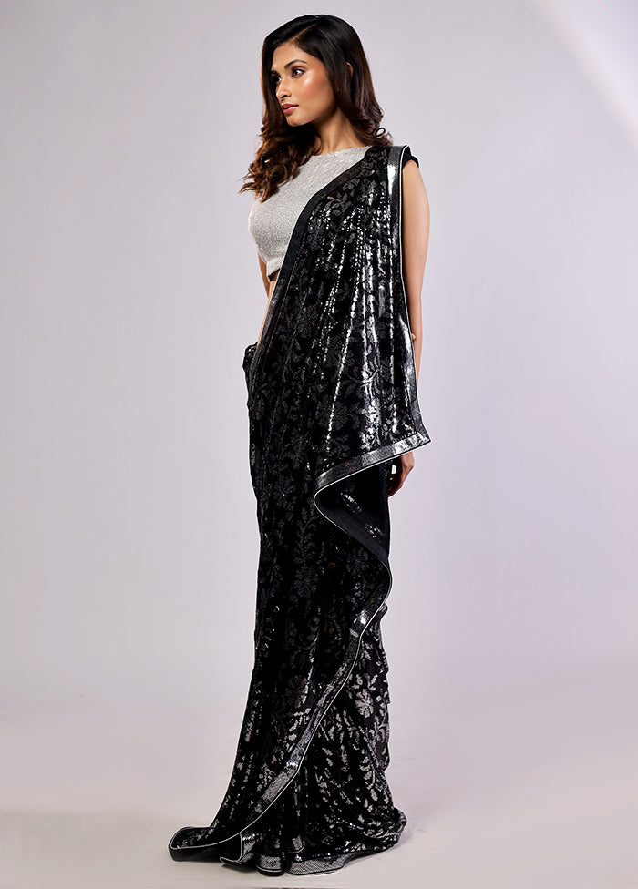 Black Georgette Saree With Blouse Piece