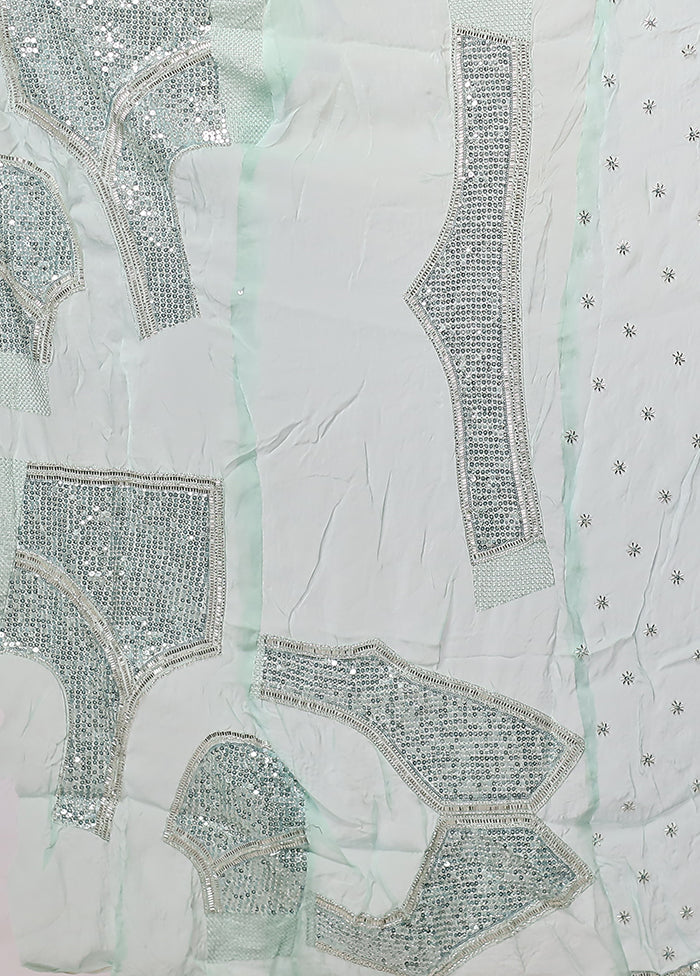 Green Handloom Pure Georgette Saree With Blouse Piece