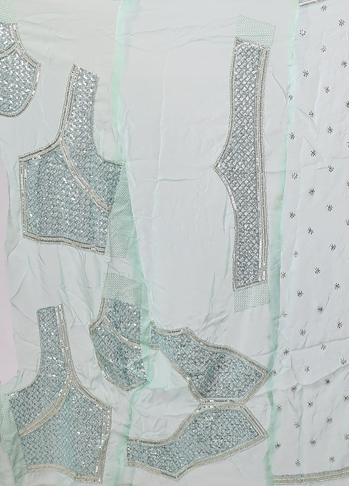 Green Handloom Pure Georgette Saree With Blouse Piece