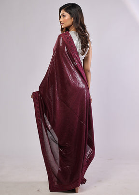 Purple Georgette Saree With Blouse Piece