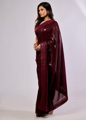 Purple Georgette Saree With Blouse Piece