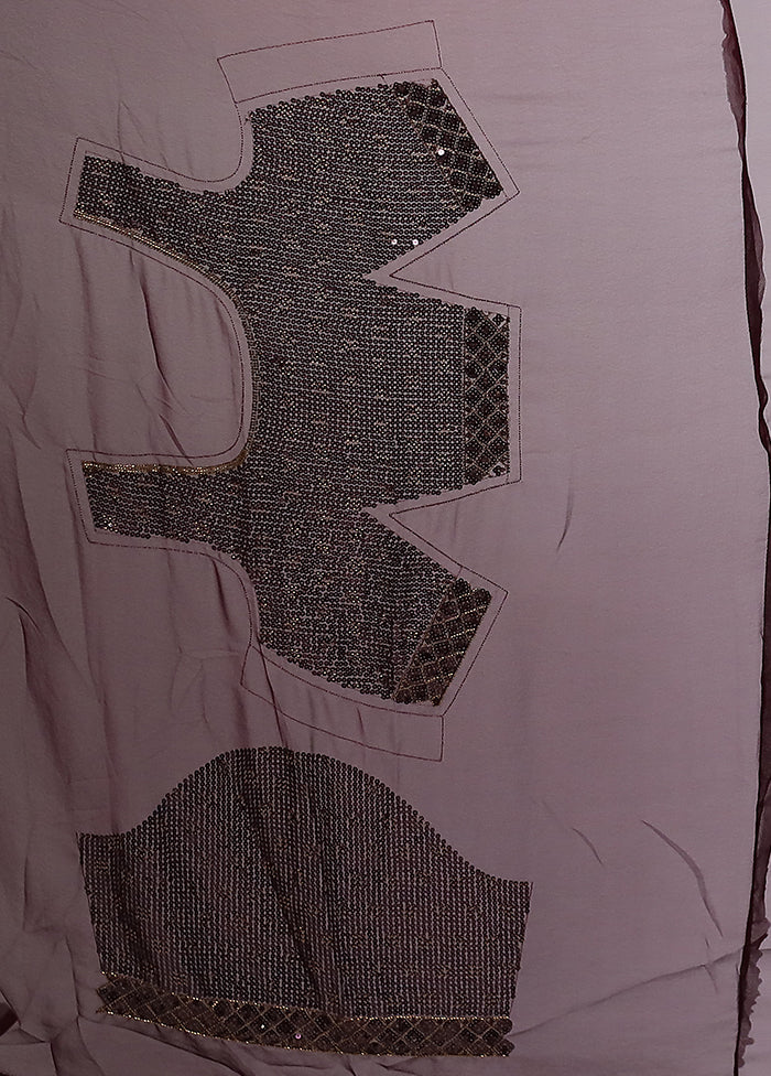 Purple Handloom Pure Georgette Saree With Blouse Piece