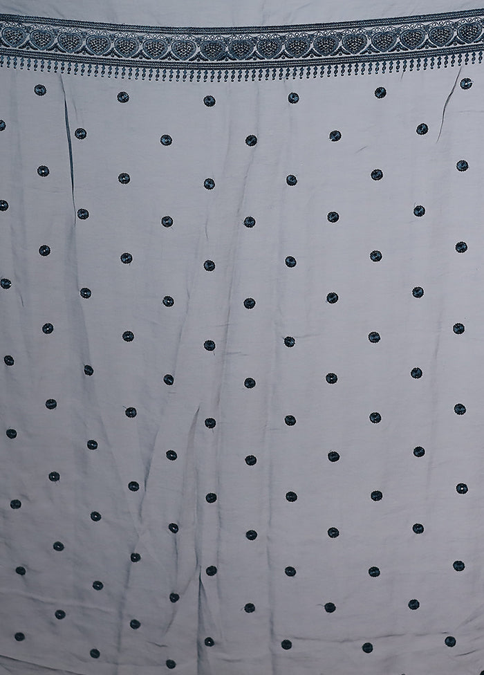 Blue Georgette Saree With Blouse Piece