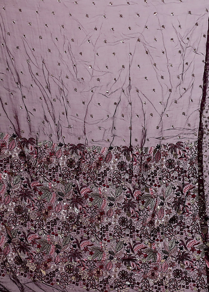 Purple Handloom Pure Georgette Saree With Blouse Piece