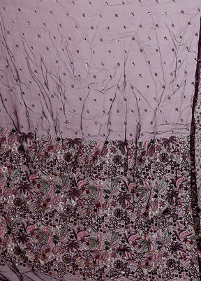 Purple Handloom Pure Georgette Saree With Blouse Piece