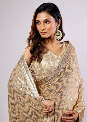 Gold Georgette Saree With Blouse Piece