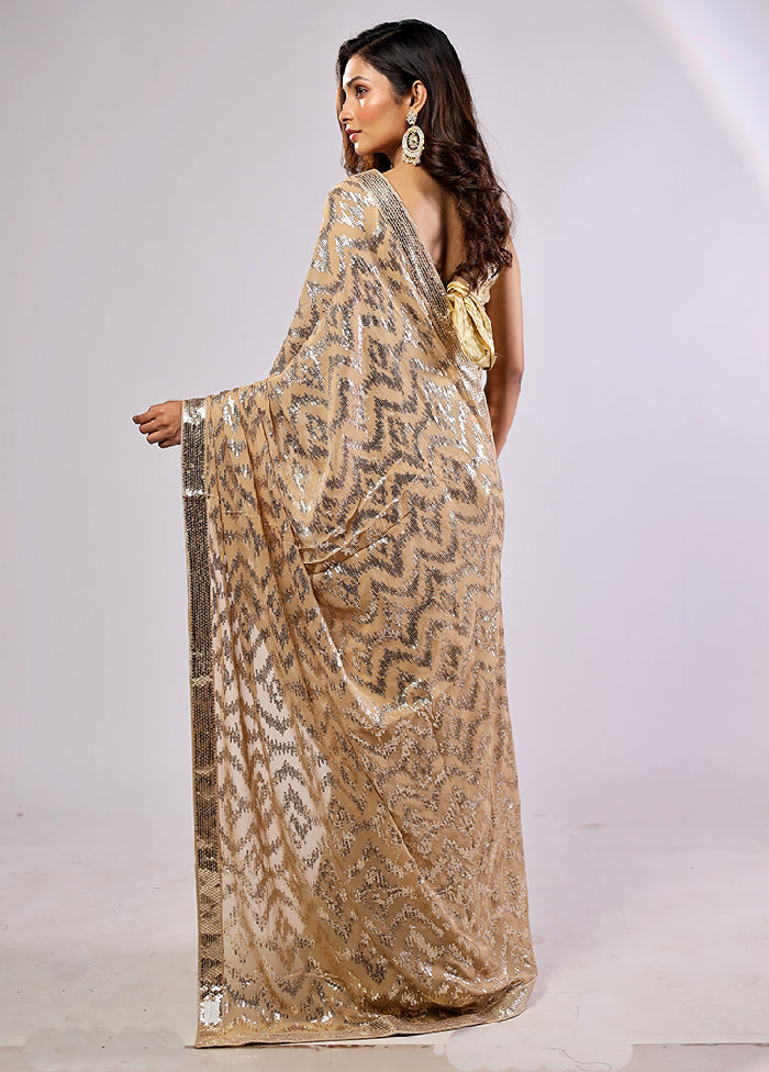 Gold Georgette Saree With Blouse Piece