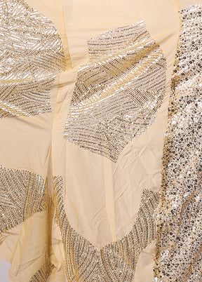 Gold Handloom Pure Georgette Saree With Blouse Piece