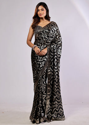Black Georgette Saree With Blouse Piece