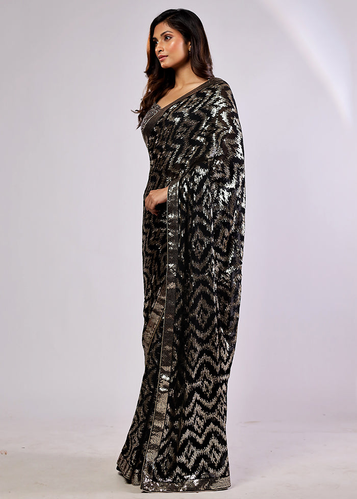 Black Georgette Saree With Blouse Piece