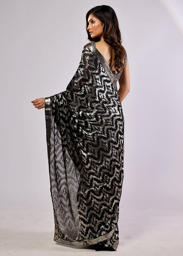 Black Georgette Saree With Blouse Piece