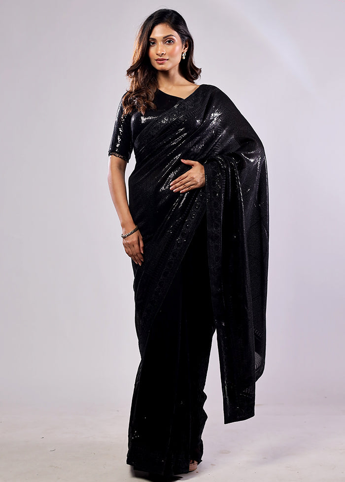 Black Georgette Saree With Blouse Piece