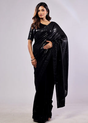 Black Georgette Saree With Blouse Piece