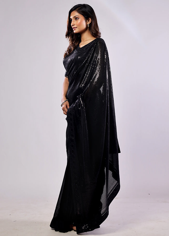 Black Georgette Saree With Blouse Piece