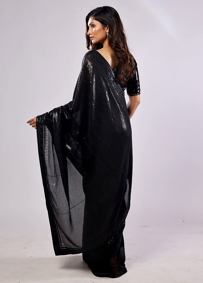 Black Georgette Saree With Blouse Piece