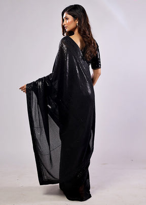 Black Georgette Saree With Blouse Piece