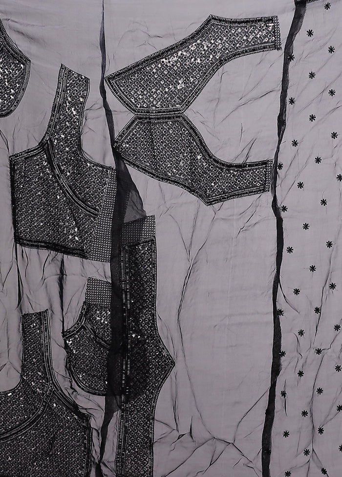 Black Handloom Pure Georgette Saree With Blouse Piece