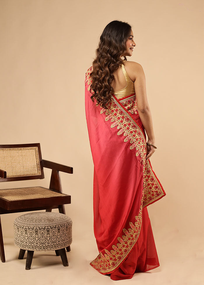 Maroon Printed Pure Silk Saree Without Blouse Piece