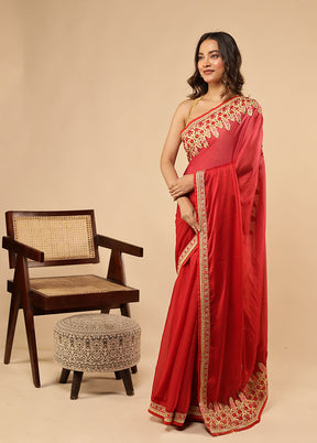 Maroon Printed Pure Silk Saree Without Blouse Piece
