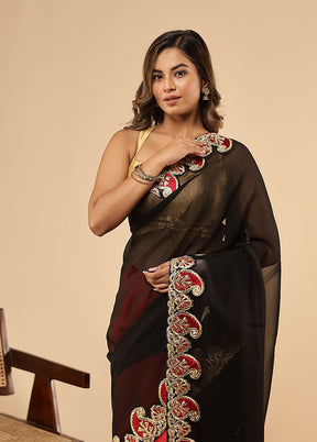 Red Handloom Chiffon Pure Silk Saree With Blouse Piece