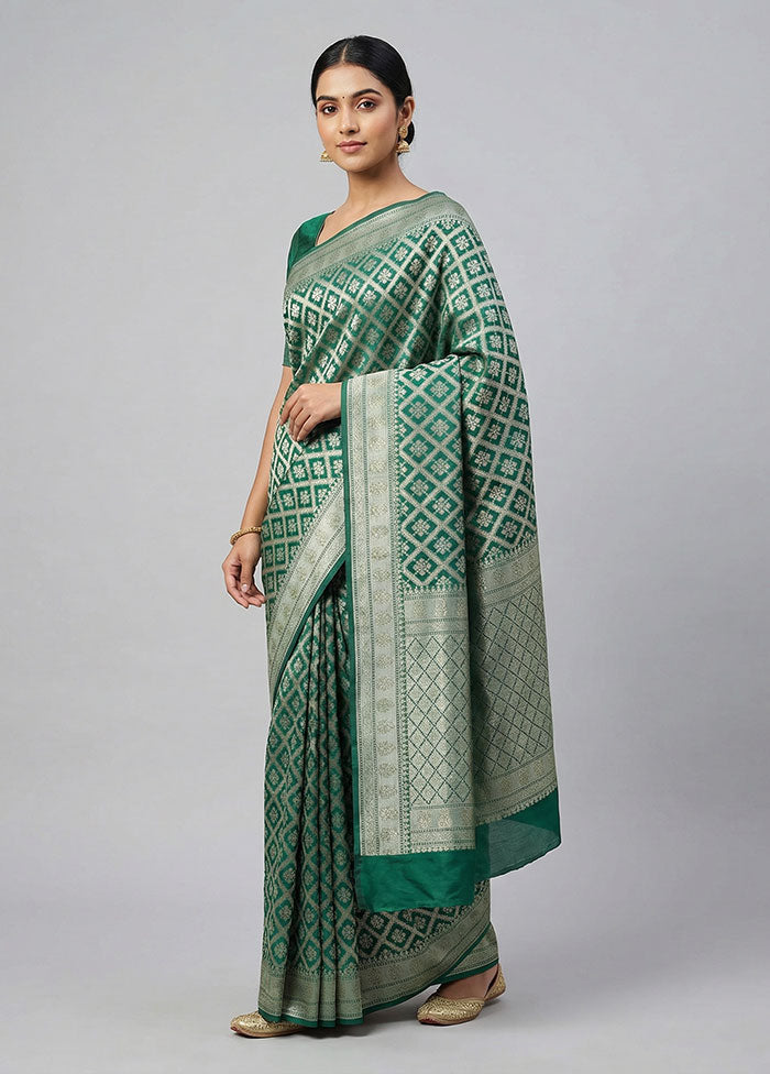Green Kora Silk Saree With Blouse Piece