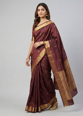 Purple Kanjivaram Silk Saree With Blouse Piece