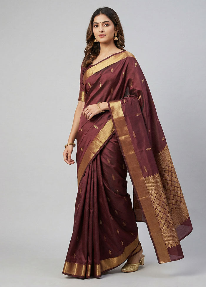 Purple Kanjivaram Silk Saree With Blouse Piece