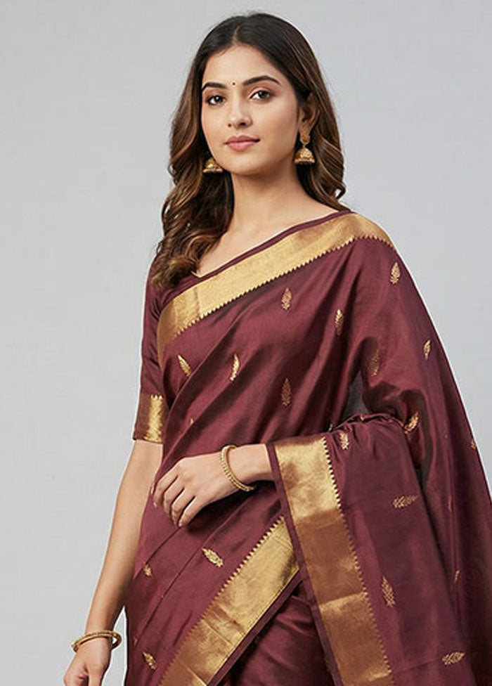 Purple Kanjivaram Silk Saree With Blouse Piece