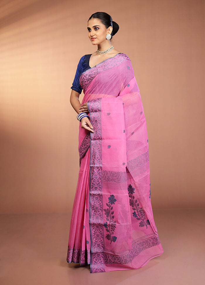Pink Jamdani Cotton Saree Without Blouse Piece