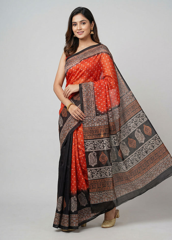 Pink Printed Silk Saree Without Blouse Piece