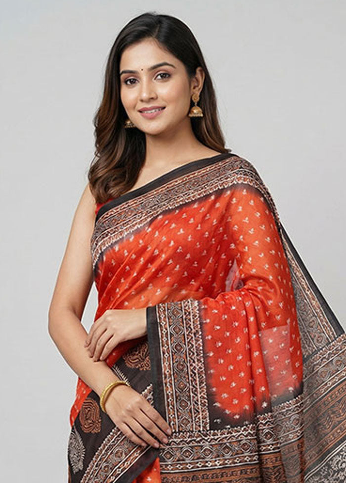 Pink Printed Silk Saree Without Blouse Piece