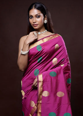 Pink Kanjivaram Silk Saree With Blouse Piece