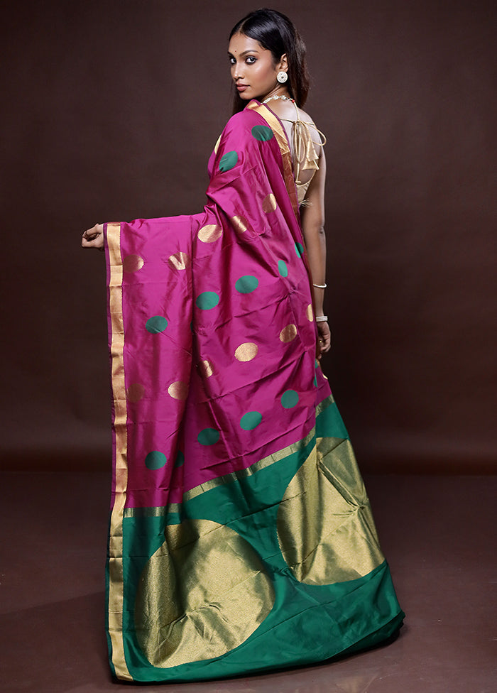Pink Kanjivaram Silk Saree With Blouse Piece
