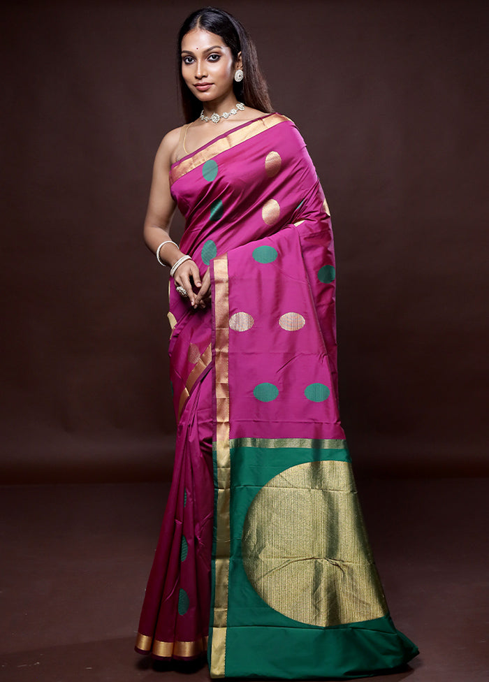Pink Kanjivaram Silk Saree With Blouse Piece